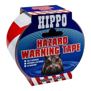 Hippo H18405 Hazard Tape Red/White, 50mm x 33m
